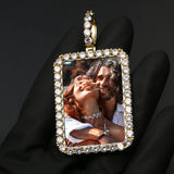 Personalized Medium Rectangle Photo Pendant Customized Hip Hop Necklace w/ Gift Box
