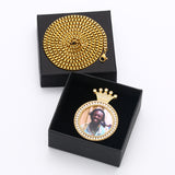 Personalized Crown Photo Pendant Customized Hip Hop Necklace w/ Gift Box