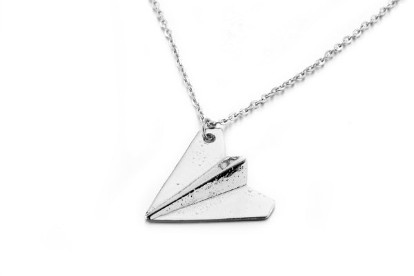 Silver Tone Harry's Paper Airplane Style Pendant with a 20" Adjustable Link Chain Necklace