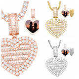 Personalized Heart Locket Photo Pendant Customized Hip Hop Necklace w/ Gift Box