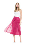 Premium Women Solid Color Chiffon Half Sleeve Lace Dress Skirt