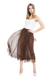 Premium Women Solid Color Chiffon Half Sleeve Lace Dress Skirt