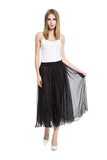 Premium Women Solid Color Chiffon Half Sleeve Lace Dress Skirt