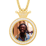 Personalized Crown Photo Pendant Customized Hip Hop Necklace w/ Gift Box