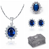 Premium Kate Middleton's Engagement Necklace Ring Earring Set