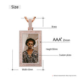Personalized Big Rectangle Photo Pendant Customized Hip Hop Necklace w/ Gift Box