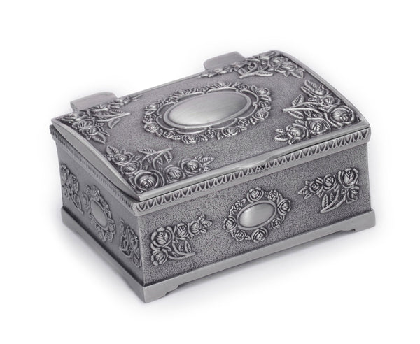 Vintage Pewter Small Trinket Jewelry Treasure Box