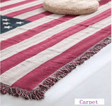 Duplex USA American Flag Cotton Couch Cover Tablecloth Carpet Rug