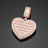 Personalized Heart Locket Photo Inside Pendant Customized Hip Hop Necklace w/ Gift Box