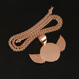Personalized Photo Wing Pendant Hip Hop Necklace w/ Gift Box
