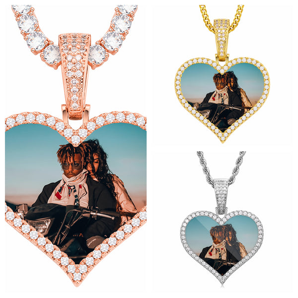 Personalized Photo Heart Pendant Necklace W/ Free Gift Box
