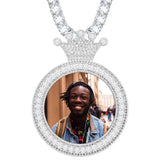 Personalized Crown Photo Pendant Customized Hip Hop Necklace w/ Gift Box