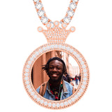 Personalized Crown Photo Pendant Customized Hip Hop Necklace w/ Gift Box