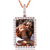 Personalized Medium Rectangle Photo Pendant Customized Hip Hop Necklace w/ Gift Box