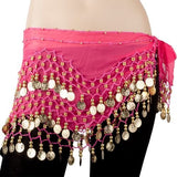 Vogue Style Chiffon Dangling Gold Coins Belly Dance Hip Scarf
