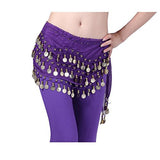 Vogue Style Chiffon Dangling Gold Coins Belly Dance Hip Scarf