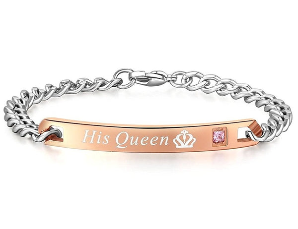 Titanium Stainless Steel Men Women Couple His Queen Her King Matching Set Bracelet