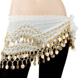 Vogue Style Chiffon Dangling Gold Coins Belly Dance Hip Scarf
