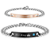 Titanium Stainless Steel Men Women Couple His Queen Her King Matching Set Bracelet