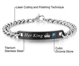 Titanium Stainless Steel Men Women Couple His Queen Her King Matching Set Bracelet