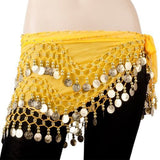 Vogue Style Chiffon Dangling Gold Coins Belly Dance Hip Scarf