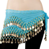 Vogue Style Chiffon Dangling Gold Coins Belly Dance Hip Scarf