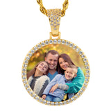 Personalized Small Round Photo Pendant Customized Hip Hop Necklace w/ Gift Box
