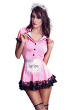 9 PCs Women Sexy Maid Cosplay Costume Backless Uniform Complete Set Nightie Racy Lingerie
