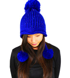 Women Winter Warm Woolen Knit Beanie Hairy Ball Hat