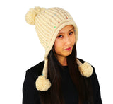 Women Winter Warm Woolen Knit Beanie Hairy Ball Hat