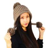 Women Winter Warm Woolen Knit Beanie Hairy Ball Hat