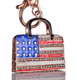 Patriotic Diamond American Flag Briefcase Pendant Keychain