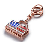 Patriotic Diamond American Flag Briefcase Pendant Keychain