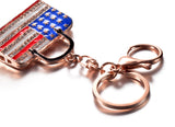 Patriotic Diamond American Flag Briefcase Pendant Keychain