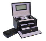 Black Leather Jewelry Box Travel Case and Lock