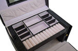 Black Leather Jewelry Box Travel Case and Lock