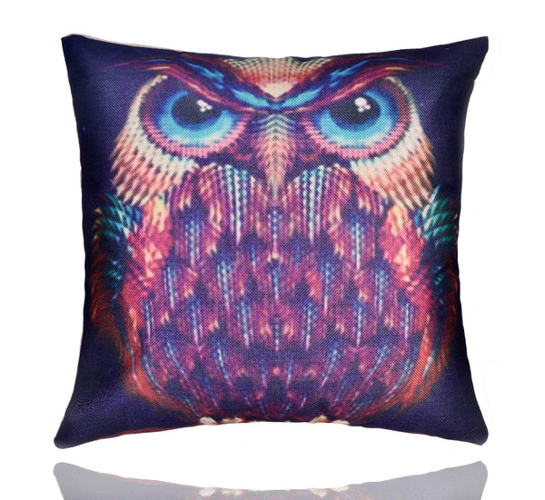 18" Premium Modern Simple Style Owl Print Cotton Linen Decorative Pillow Cover Cushion Case