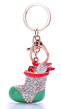 Shiny Crystal Christmas Theme Design Metal Pendant Keychain