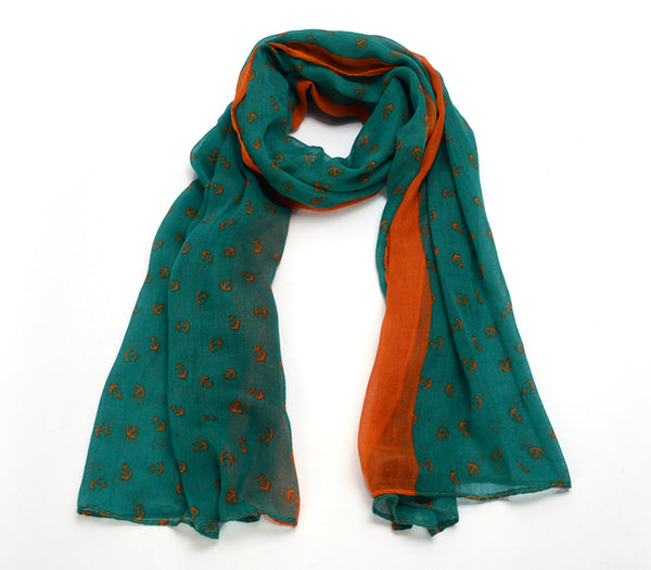Premium Navy Marine Anchor Print Cotton Scarf
