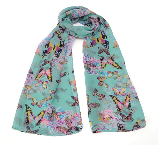 Preimum Colorful Butterfly Floral Long Scarf Shawl