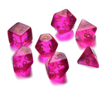 7 Die Polyhedral Role Playing Game Dice Set with Velvet Pouch (Transparent Colors)