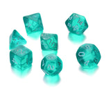 7 Die Polyhedral Role Playing Game Dice Set with Velvet Pouch (Transparent Colors)