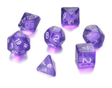 7 Die Polyhedral Role Playing Game Dice Set with Velvet Pouch (Transparent Colors)
