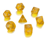 7 Die Polyhedral Role Playing Game Dice Set with Velvet Pouch (Transparent Colors)