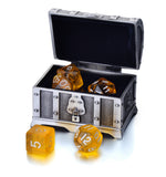 7 Die Polyhedral Role Playing Game Dice Set with Treasure Chest Dice Container (Transparent Colors)