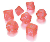 7 Die Polyhedral Role Playing Game Dice Set with Velvet Pouch (Transparent Colors)