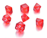7 Die Polyhedral Role Playing Game Dice Set with Velvet Pouch (Transparent Colors)