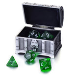 7 Die Polyhedral Role Playing Game Dice Set with Treasure Chest Dice Container (Transparent Colors)