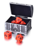 7 Die Polyhedral Role Playing Game Dice Set with Treasure Chest Dice Container (Solid Colors)