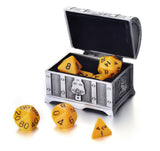 7 Die Polyhedral Role Playing Game Dice Set with Treasure Chest Dice Container (Solid Colors)